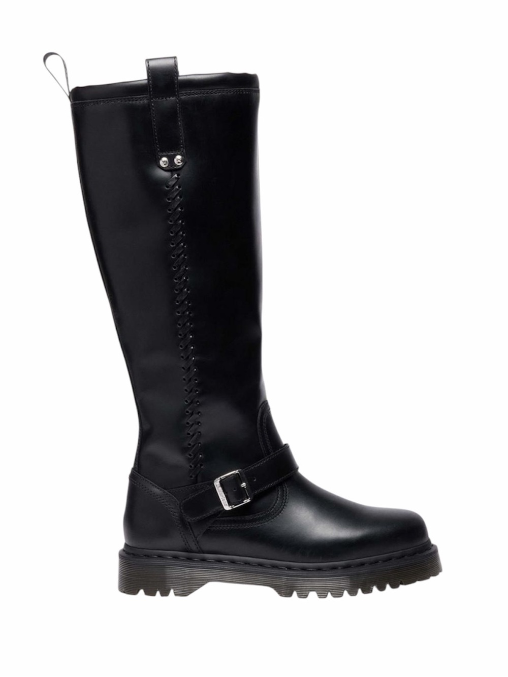 Dr. Martens ANISTONE KNEE HIGH ORLEANS LEATHER BIKER BOOTS